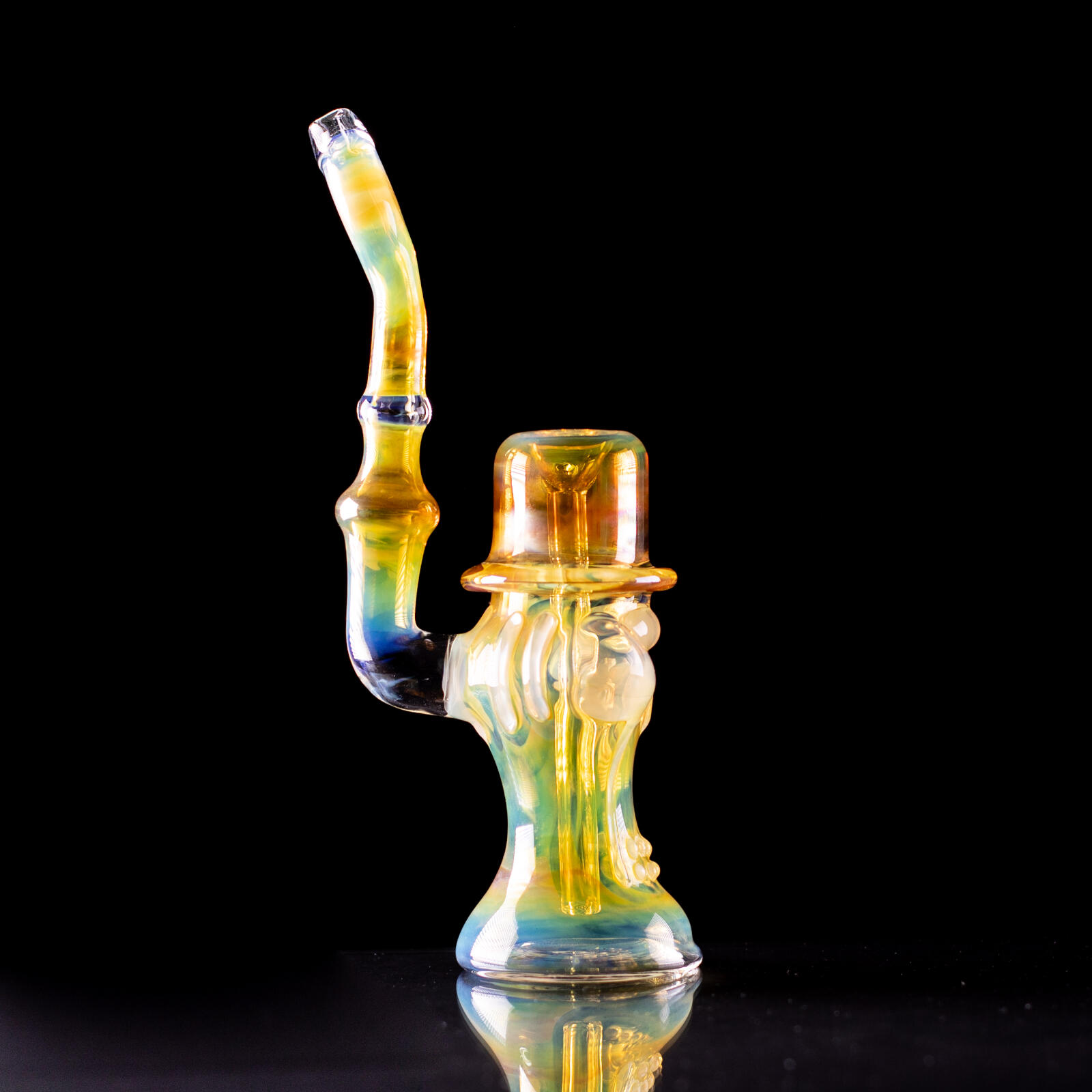 Fumed Sherlock Skull with Hat Bubbler Pipe