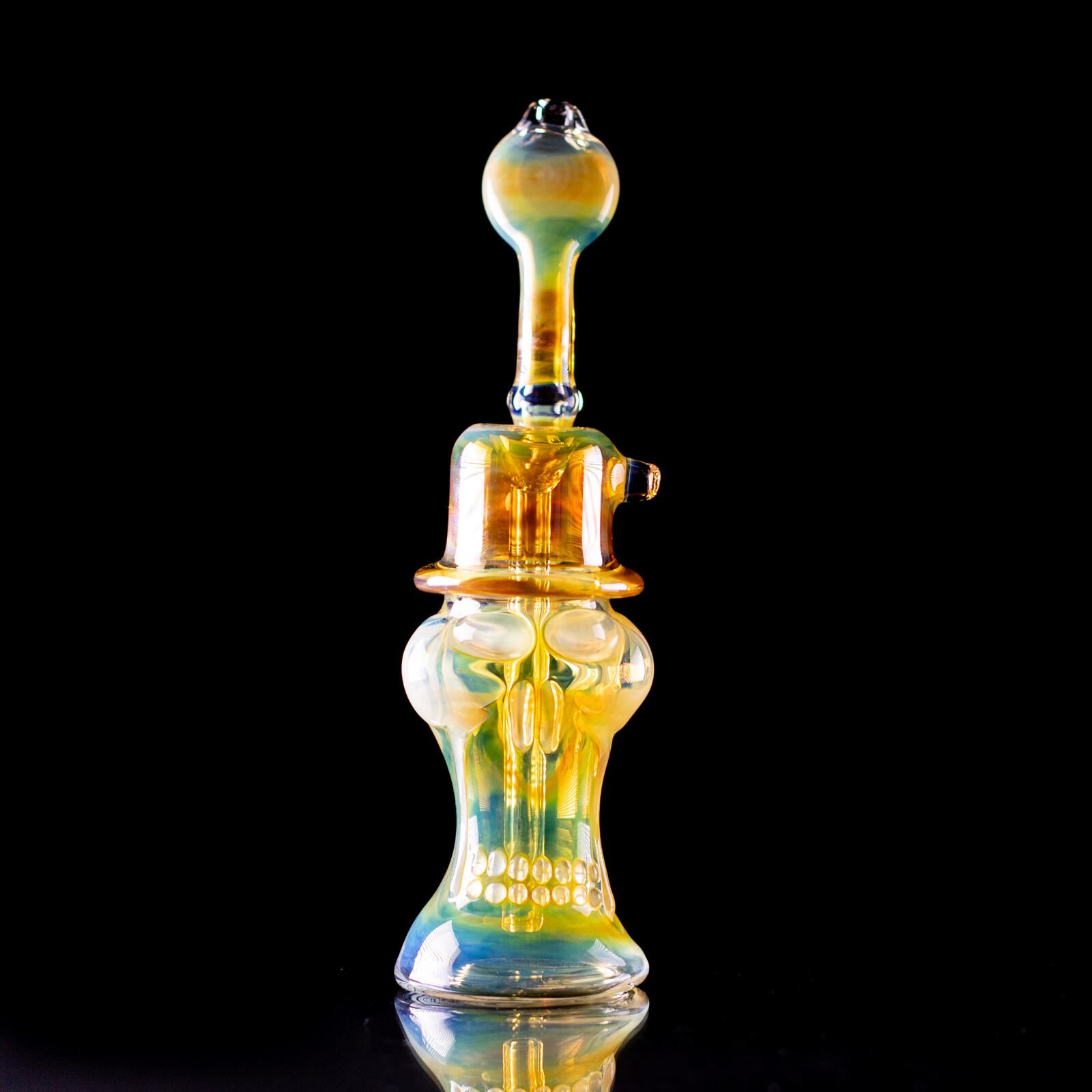 Fumed Sherlock Skull mit Hat Bubbler Pipe