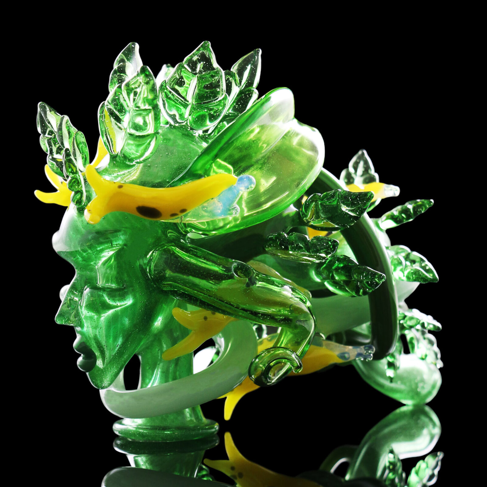 Sherlock Pipe -  Green Goddess With Yellow Slugs