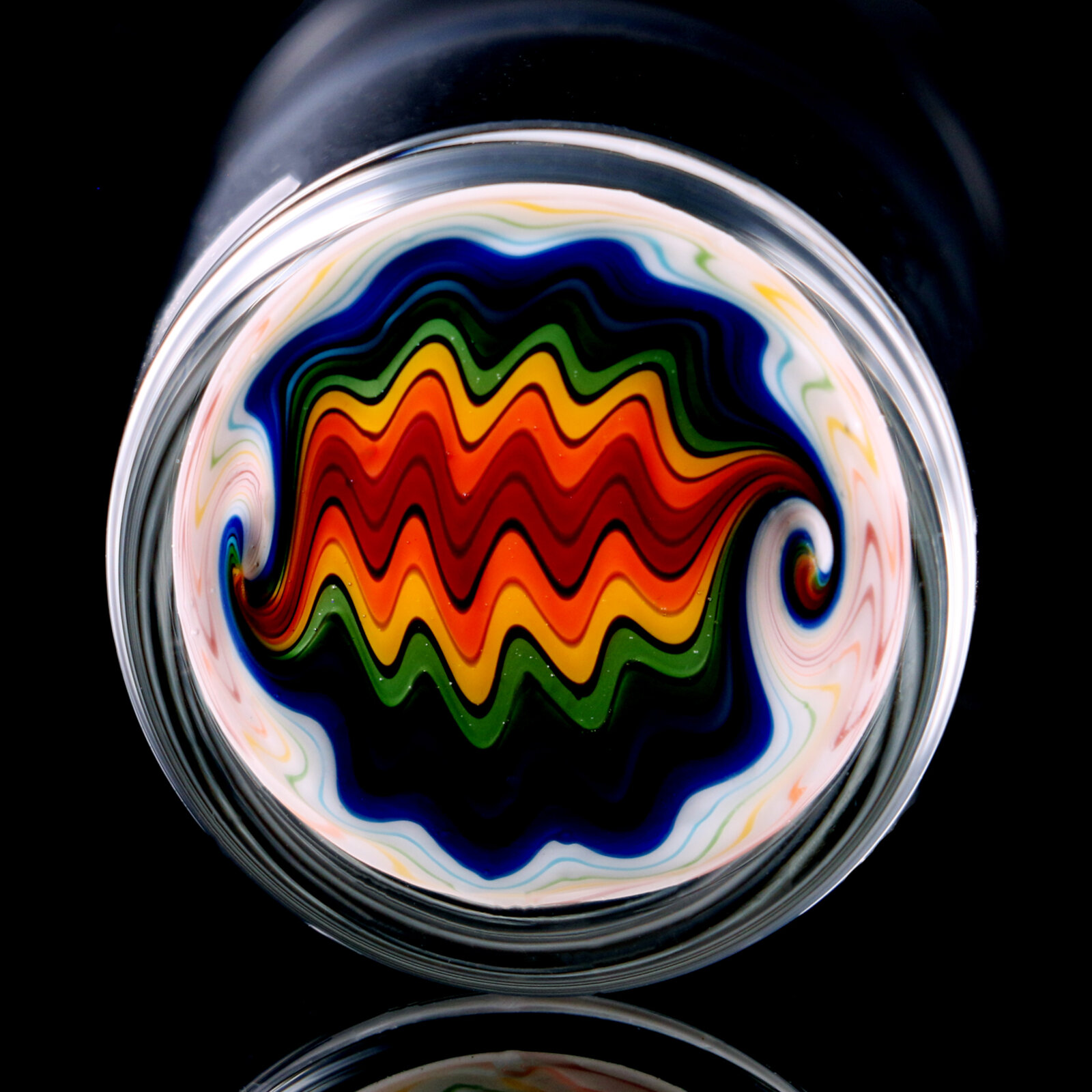Rainbow Wigwag in White - Shot Glass