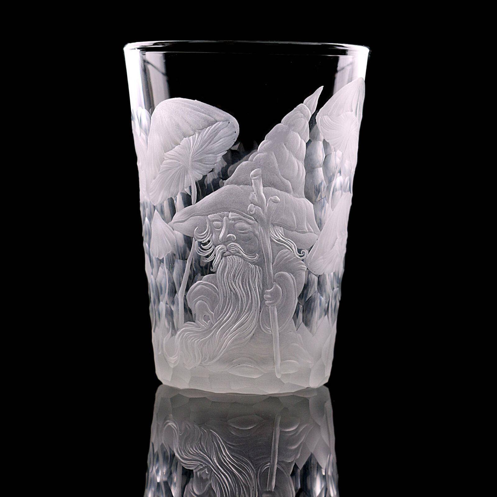 Magic Mushrooms | Hand Engraved Drinking Glass
