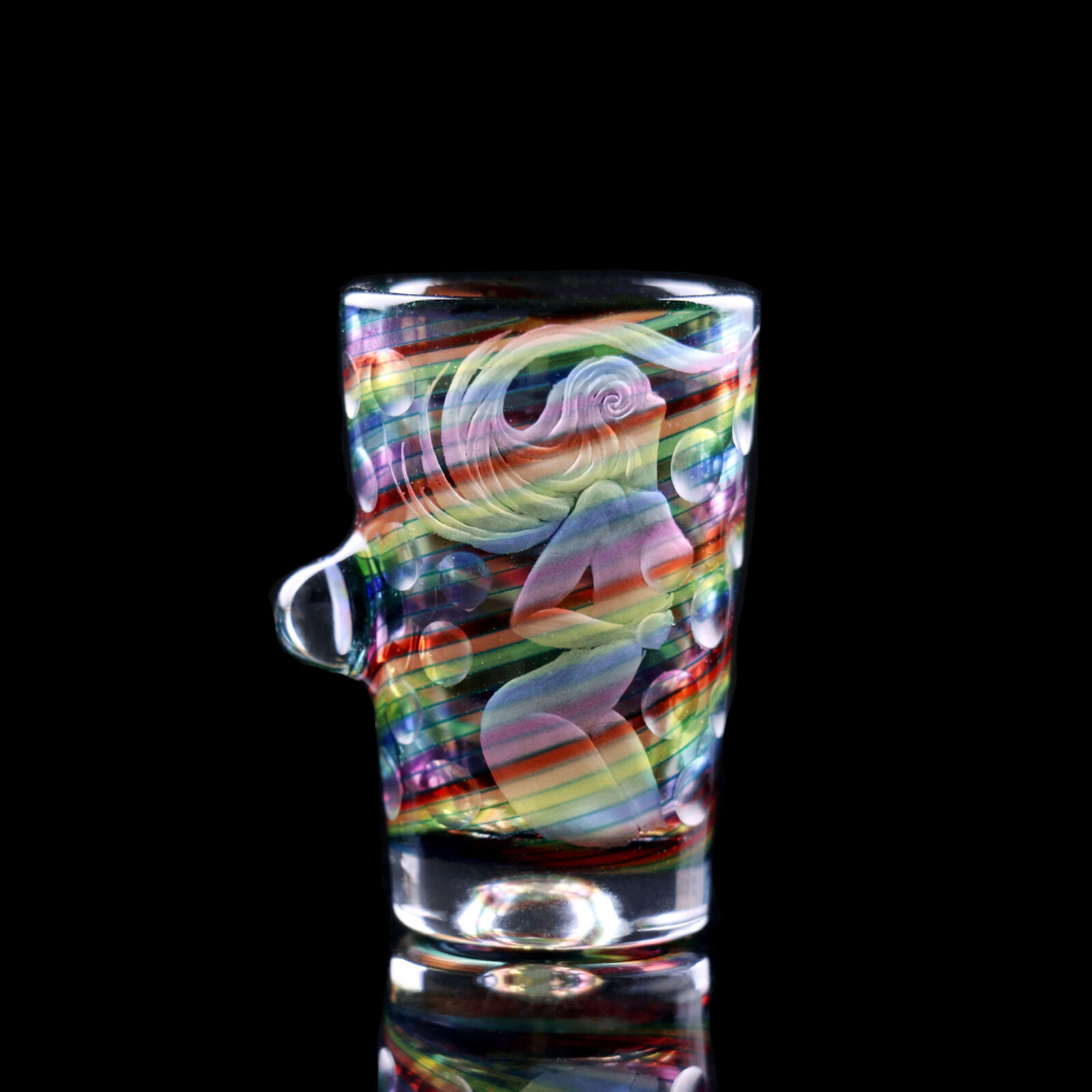 Dark Rainbow Shot Glass | Hand Engraved