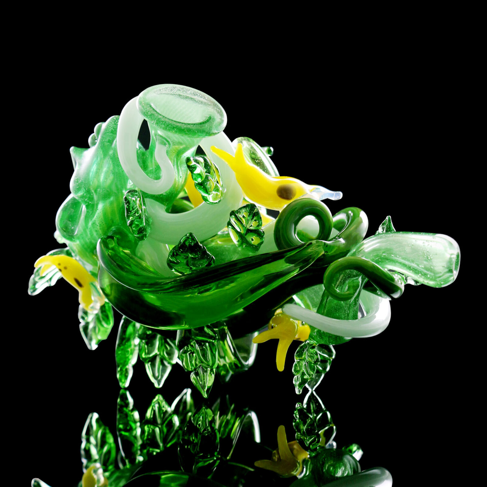 Sherlock Pipe -  Green Goddess With Yellow Slugs