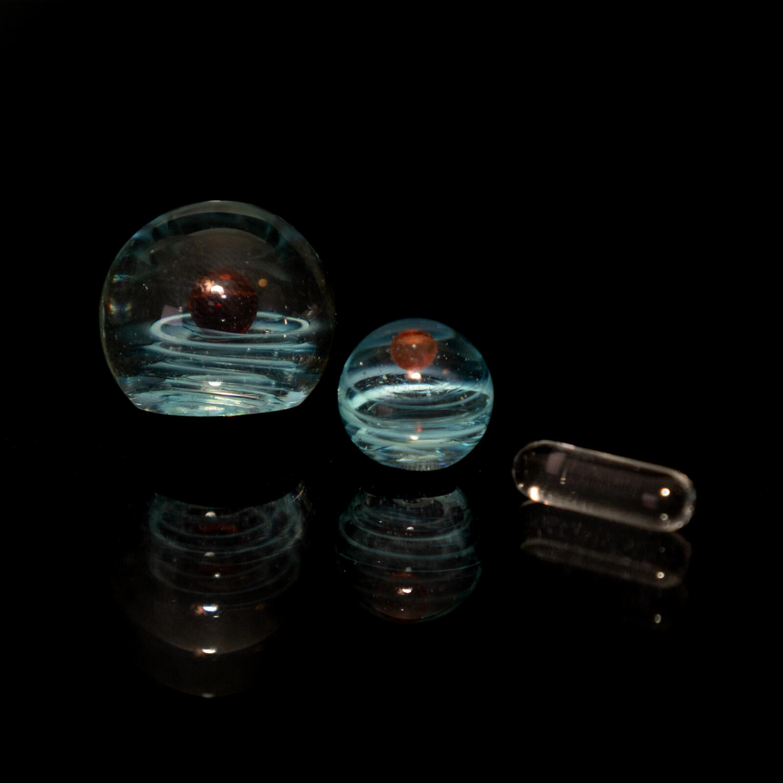 Terp Slurper Set with Marbles and Pill Blue Galaxy Eye