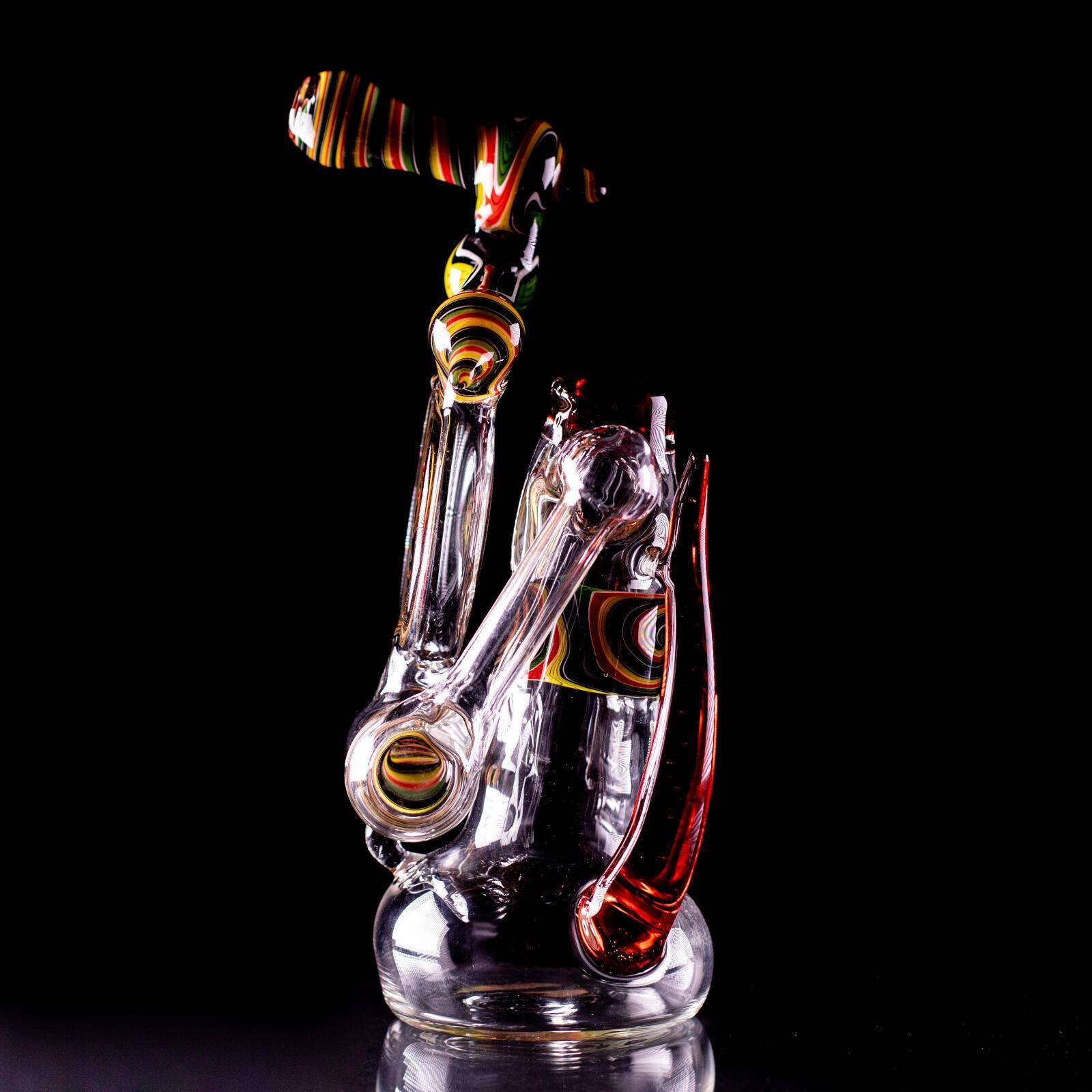 Colorful Inline Double Bubbler with Bong Slide