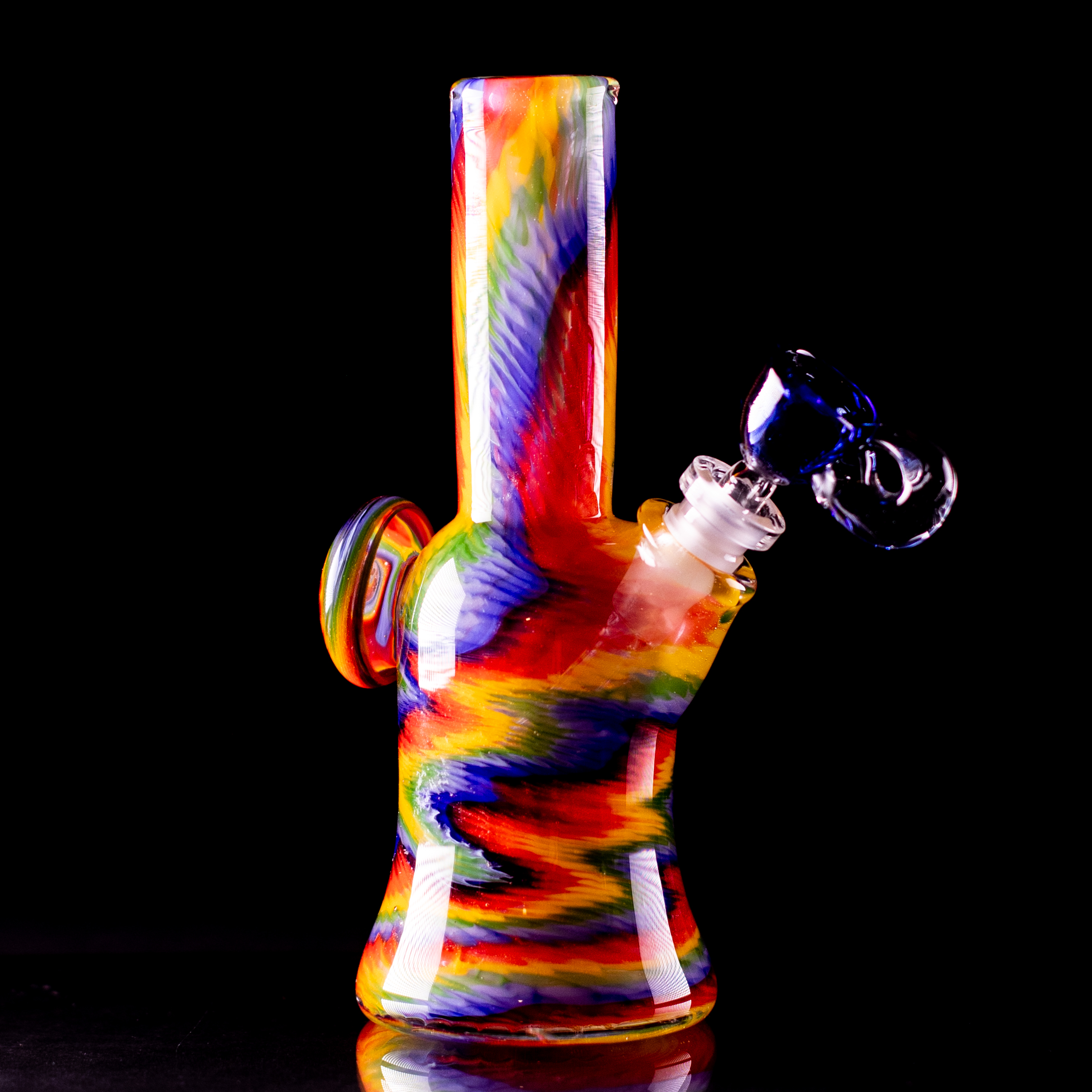 14mm Rainbow Heady Tube with Blue Downstem and Bowl
