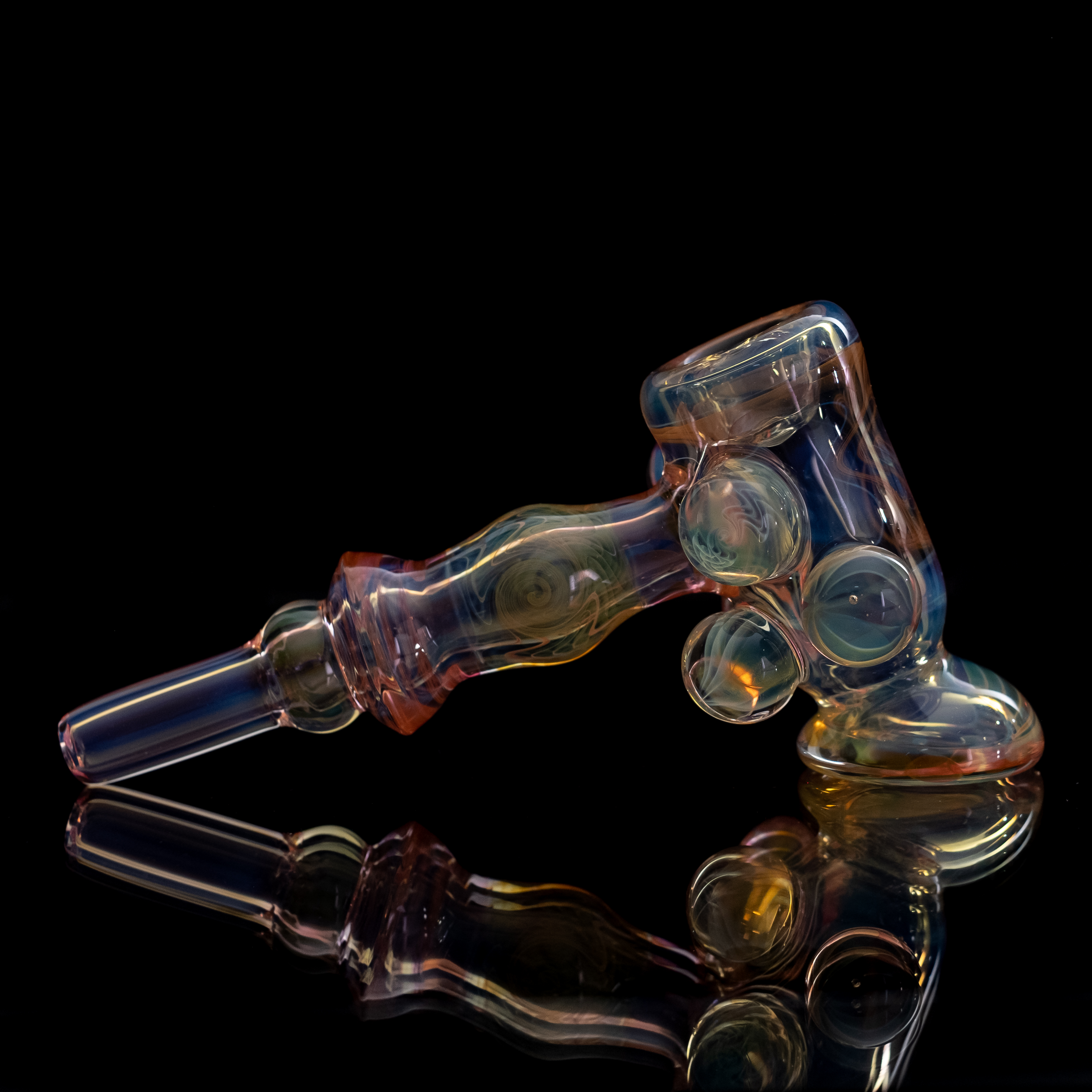 Fumed Hammer Pipe with Marbles