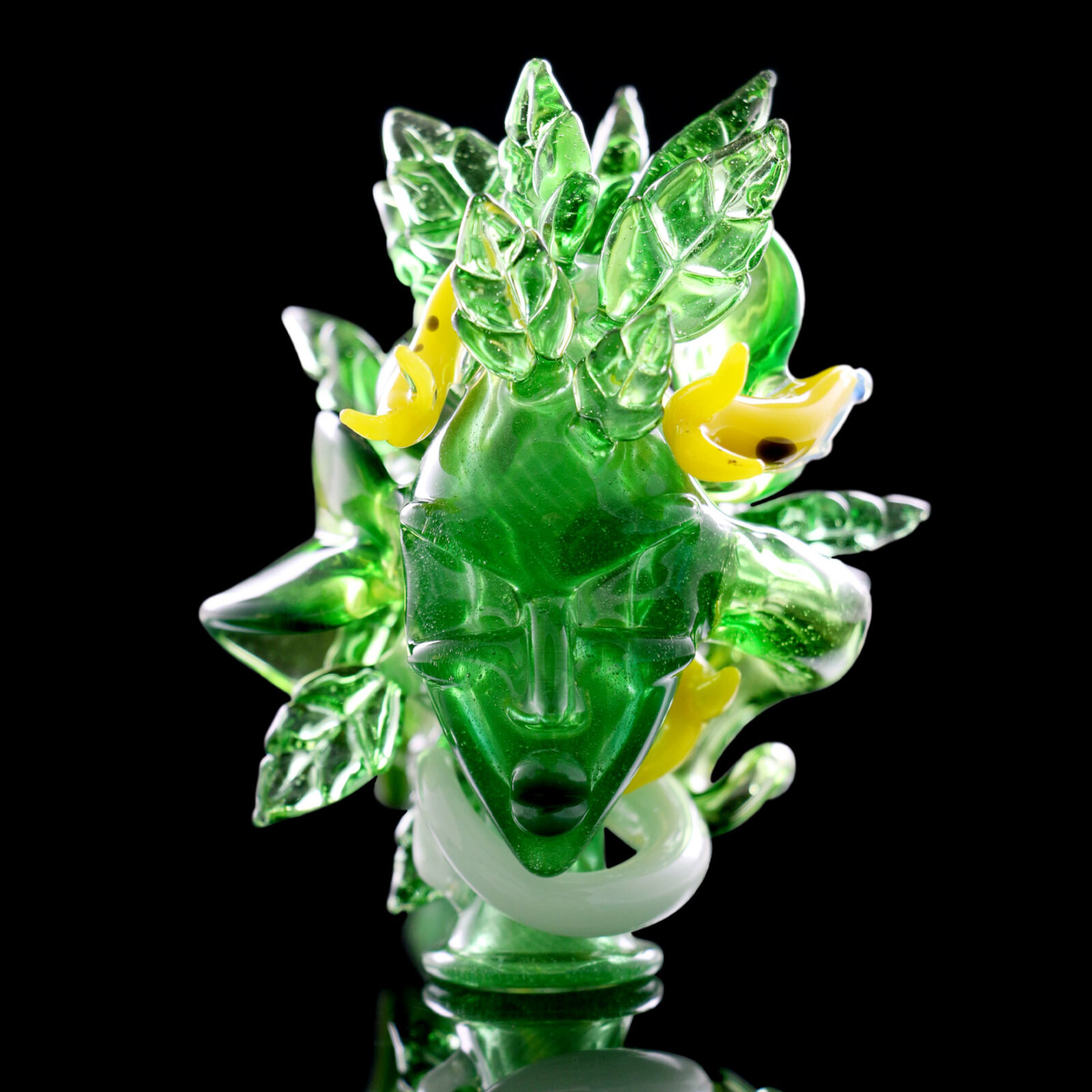 Sherlock Pipe -  Green Goddess With Yellow Slugs