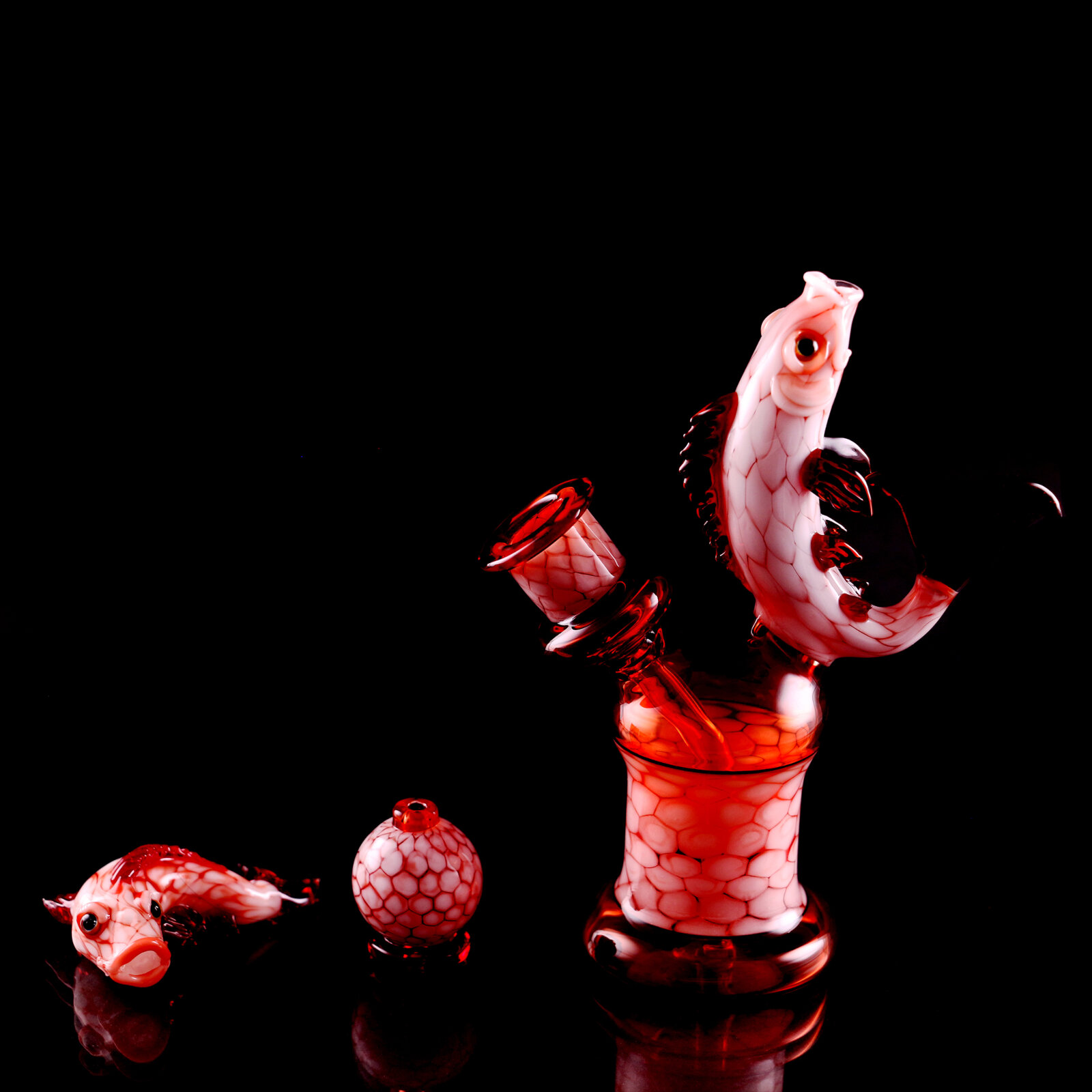 Koi Rig Set Red with Carb Cap and Pendant